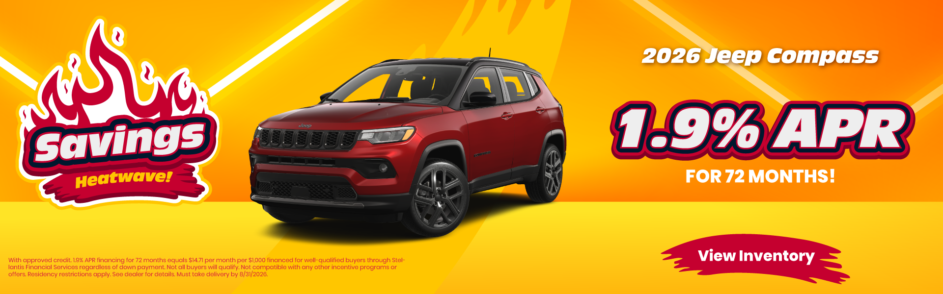 2026 Jeep Compass 1.9% APR for 72 months!
