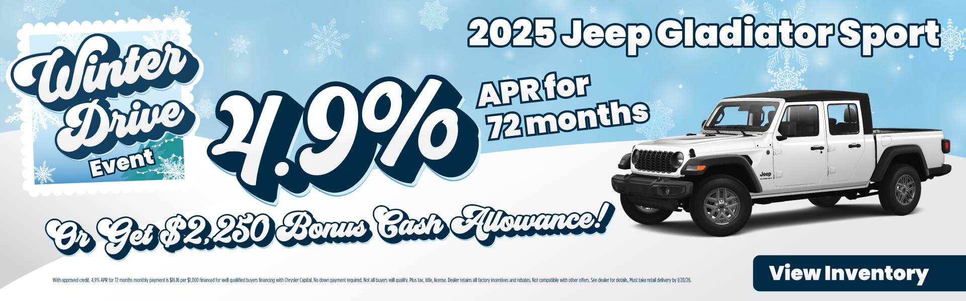 2025 Jeep Gladiator Sport 4.9% APR for 72 Months