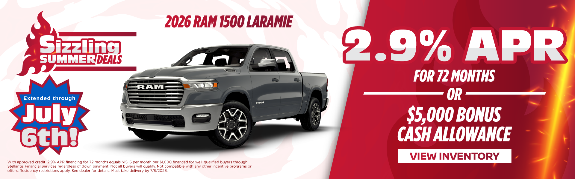 2026 Ram 1500 Laramie 2.9% APR for 72 months