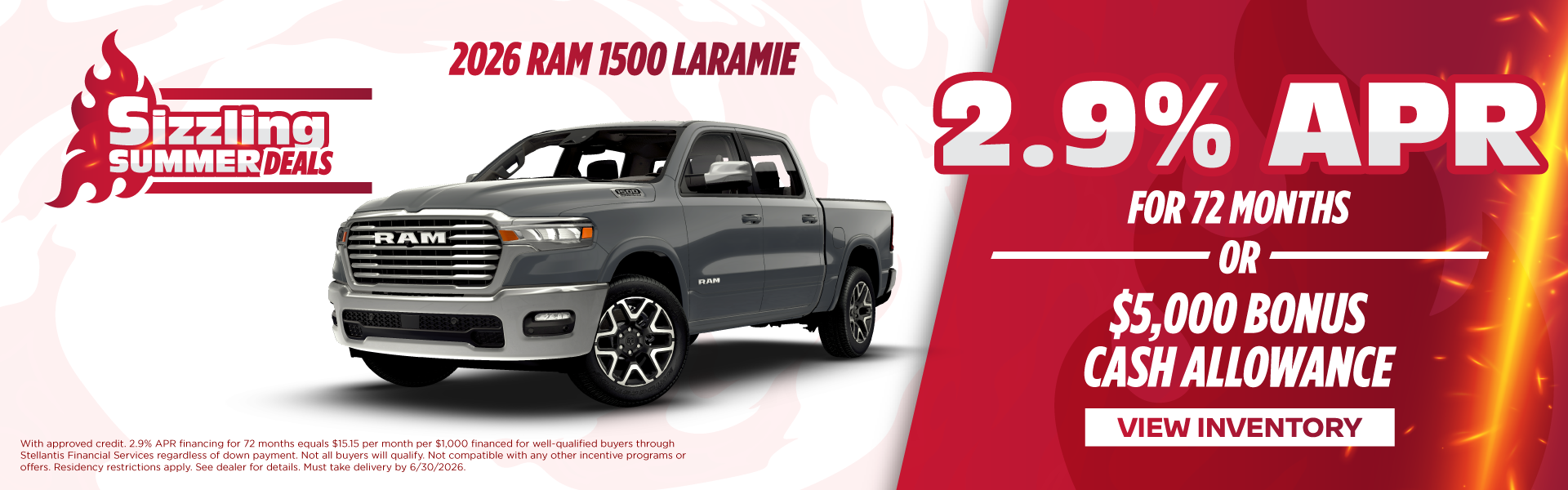 2026 Ram 1500 Laramie 2.9% APR for 72 months