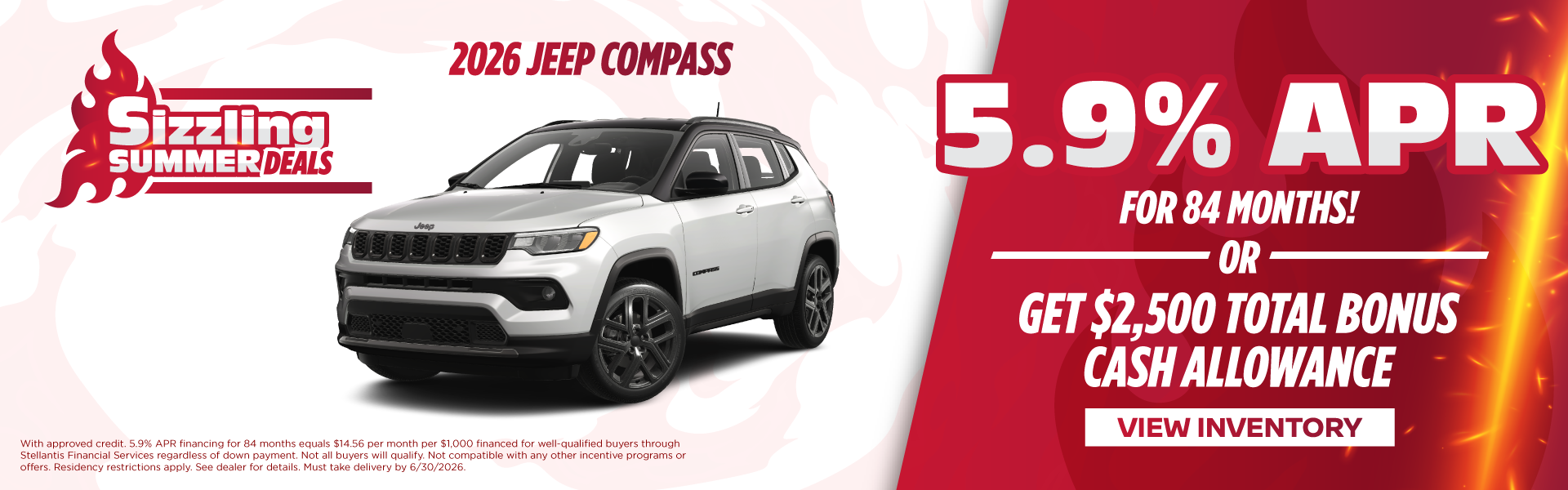 2026 Jeep Compass 5.9% APR for 84 months! Or Ge