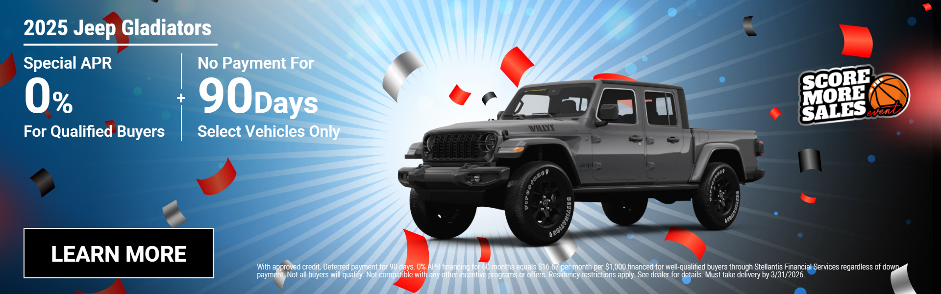 2025 Jeep Gladiators 0% APR for 60 months