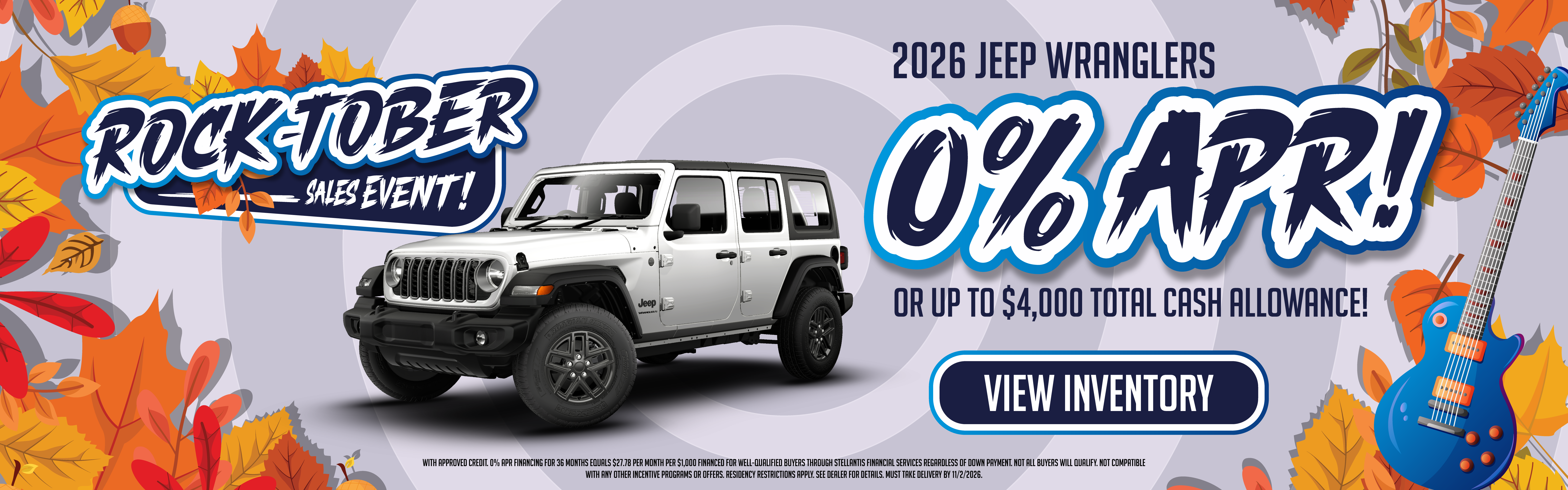 2026 Jeep Wranglers 0% APR or up to $4,000 Total Cash Allowa