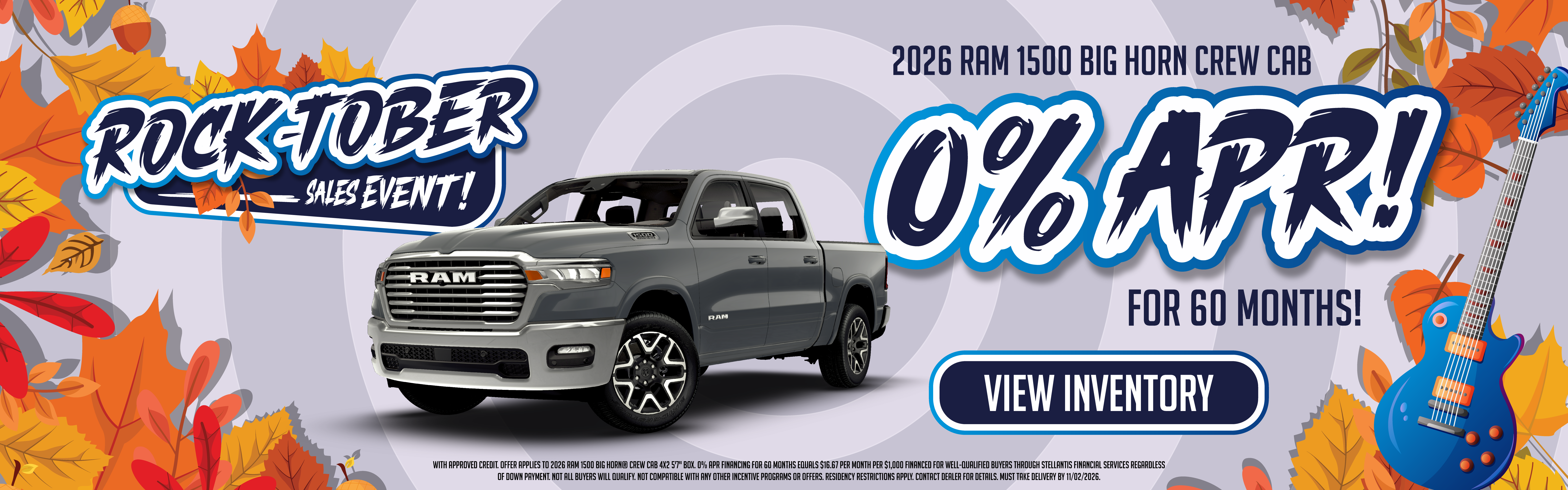 2026 Ram 1500 Big Horn Crew Cab 0% APR for 60 months!