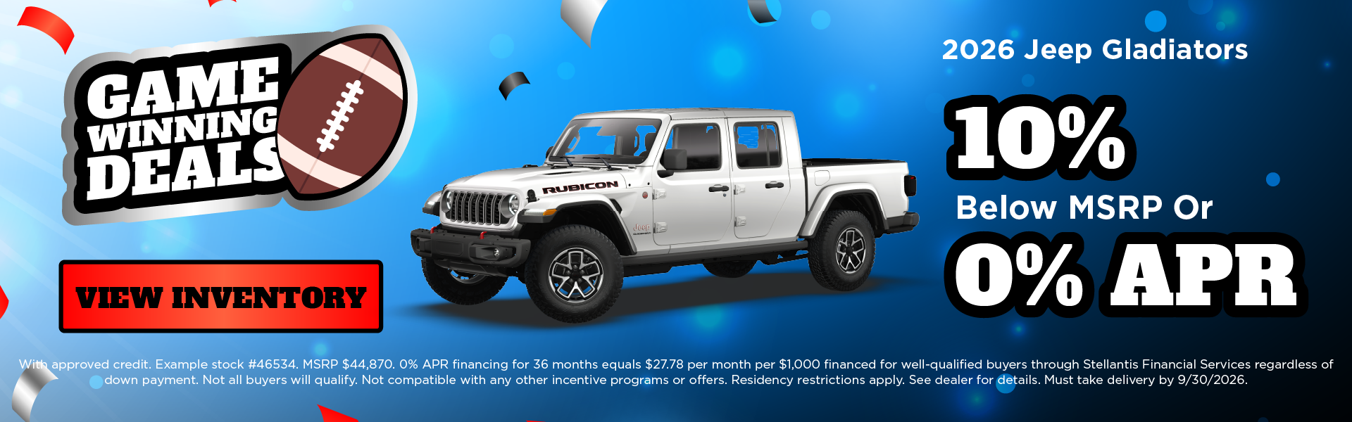 2026 Jeep Gladiators 10% Below MSRP Or 0% APR